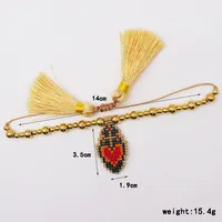 Wholesale Jewelry Ethnic Style Heart Shape Glass Tassel Bracelets main image 6