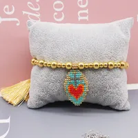 Wholesale Jewelry Ethnic Style Heart Shape Glass Tassel Bracelets main image 4