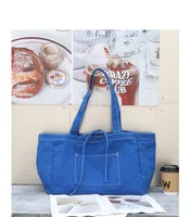 Women's Large Canvas Solid Color Basic Open Canvas Bag main image 8