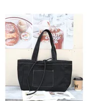 Women's Large Canvas Solid Color Basic Open Canvas Bag main image 7