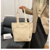 Women's Large Canvas Solid Color Classic Style Zipper Canvas Bag main image 7