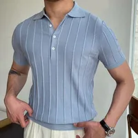 Men's Solid Color Simple Style Turndown Short Sleeve Regular Fit Men's T-shirt main image 5