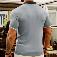 Men's Color Block Simple Style Turndown Short Sleeve Regular Fit Men's T-shirt main image 3