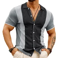 Men's Color Block Simple Style Turndown Short Sleeve Regular Fit Men's T-shirt main image 4