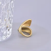 304 Stainless Steel Titanium Steel 18K Gold Plated Simple Style Round Open Rings main image 3