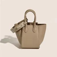 Women's Medium Leather Solid Color Vintage Style Classic Style Zipper Bucket Bag main image 4