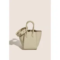 Women's Medium Leather Solid Color Vintage Style Classic Style Zipper Bucket Bag sku image 1