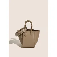 Women's Medium Leather Solid Color Vintage Style Classic Style Zipper Bucket Bag sku image 2
