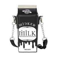 Women's Medium Pu Leather Milk Carton Streetwear Magnetic Buckle Box Bag sku image 1