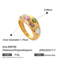 316 Stainless Steel  18K Gold Plated Simple Style Classic Style Plating Inlay Color Block Zircon Rings sku image 1