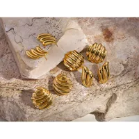 1 Pair IG Style Simple Style Solid Color 304 Stainless Steel 18K Gold Plated Ear Studs main image 2