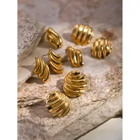1 Pair IG Style Simple Style Solid Color 304 Stainless Steel 18K Gold Plated Ear Studs main image 3