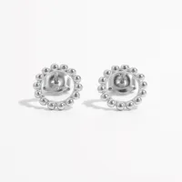 1 Pair White Gold Plated 925 Sterling Silver Zircon Rabbit Round Star Ear Studs main image 6