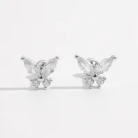 1 Pair White Gold Plated 925 Sterling Silver Zircon Rabbit Round Star Ear Studs main image 3
