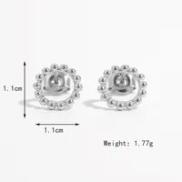 1 Pair White Gold Plated 925 Sterling Silver Zircon Rabbit Round Star Ear Studs sku image 4