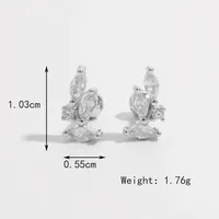 1 Pair White Gold Plated 925 Sterling Silver Zircon Rabbit Round Star Ear Studs sku image 5