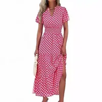 Women's Floral Dress Basic V Neck Pocket Short Sleeve Ditsy Floral Midi Dress Office Daily Date main image 7