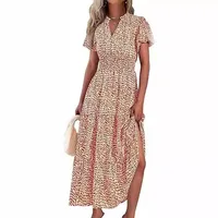 Women's Floral Dress Basic V Neck Pocket Short Sleeve Ditsy Floral Midi Dress Office Daily Date main image 3