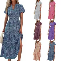 Women's Floral Dress Basic V Neck Pocket Short Sleeve Ditsy Floral Midi Dress Office Daily Date main image 2