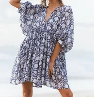 Women's Floral Dress Vacation V Neck 3/4 Length Sleeve Printing Above Knee Holiday Travel Beach main image 5