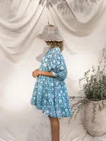 Women's Floral Dress Vacation V Neck 3/4 Length Sleeve Printing Above Knee Holiday Travel Beach main image 3