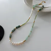 Japanese Style Geometric Natural Stone Freshwater Pearl Necklace In Bulk sku image 53