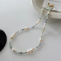 Japanese Style Geometric Natural Stone Freshwater Pearl Necklace In Bulk sku image 34