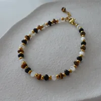 Japanese Style Geometric Natural Stone Freshwater Pearl Necklace In Bulk sku image 2