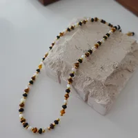 Japanese Style Geometric Natural Stone Freshwater Pearl Necklace In Bulk sku image 15