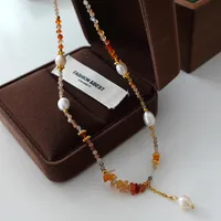 Japanese Style Geometric Natural Stone Freshwater Pearl Necklace In Bulk sku image 42