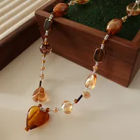 Japanese Style Geometric Natural Stone Freshwater Pearl Necklace In Bulk sku image 16