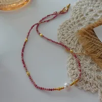 Japanese Style Geometric Natural Stone Freshwater Pearl Necklace In Bulk sku image 27