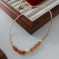 Japanese Style Geometric Natural Stone Freshwater Pearl Necklace In Bulk sku image 25