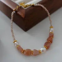 Japanese Style Geometric Natural Stone Freshwater Pearl Necklace In Bulk sku image 8