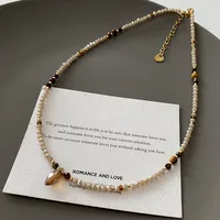 Japanese Style Geometric Natural Stone Freshwater Pearl Necklace In Bulk sku image 18