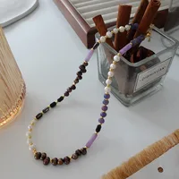 Japanese Style Geometric Natural Stone Freshwater Pearl Necklace In Bulk sku image 37