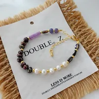 Japanese Style Geometric Natural Stone Freshwater Pearl Necklace In Bulk sku image 12