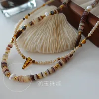 Japanese Style Geometric Natural Stone Freshwater Pearl Necklace In Bulk sku image 28