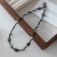 Japanese Style Geometric Natural Stone Freshwater Pearl Necklace In Bulk sku image 57