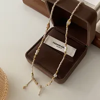 Japanese Style Geometric Natural Stone Freshwater Pearl Necklace In Bulk sku image 24