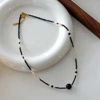Japanese Style Geometric Natural Stone Freshwater Pearl Necklace In Bulk sku image 47