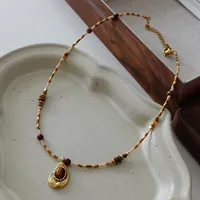 Japanese Style Geometric Natural Stone Freshwater Pearl Necklace In Bulk sku image 43