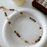 Japanese Style Geometric Natural Stone Freshwater Pearl Necklace In Bulk sku image 39