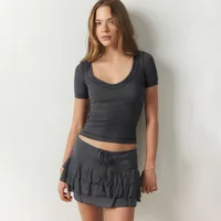 Line Decorative Thread Design Short-sleeved Shoulder T-shirt Summer   Pure Desire Women's Slim-fit Top sku image 16