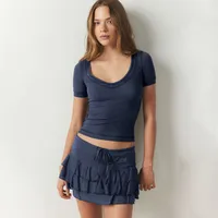 Line Decorative Thread Design Short-sleeved Shoulder T-shirt Summer   Pure Desire Women's Slim-fit Top sku image 9