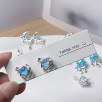 1 Pair Cute Lady Sweet Moon Flower Bow Knot Plating Alloy Opal Zircon Silver Plated Drop Earrings Ear Studs sku image 13