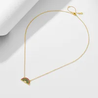 925 Sterling Silver Zircon Rainbow Pendant Necklace main image 2
