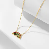 925 Sterling Silver Zircon Rainbow Pendant Necklace main image 1