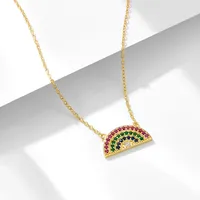 925 Sterling Silver Zircon Rainbow Pendant Necklace main image 4