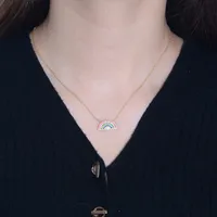 925 Sterling Silver Zircon Rainbow Pendant Necklace main image 5